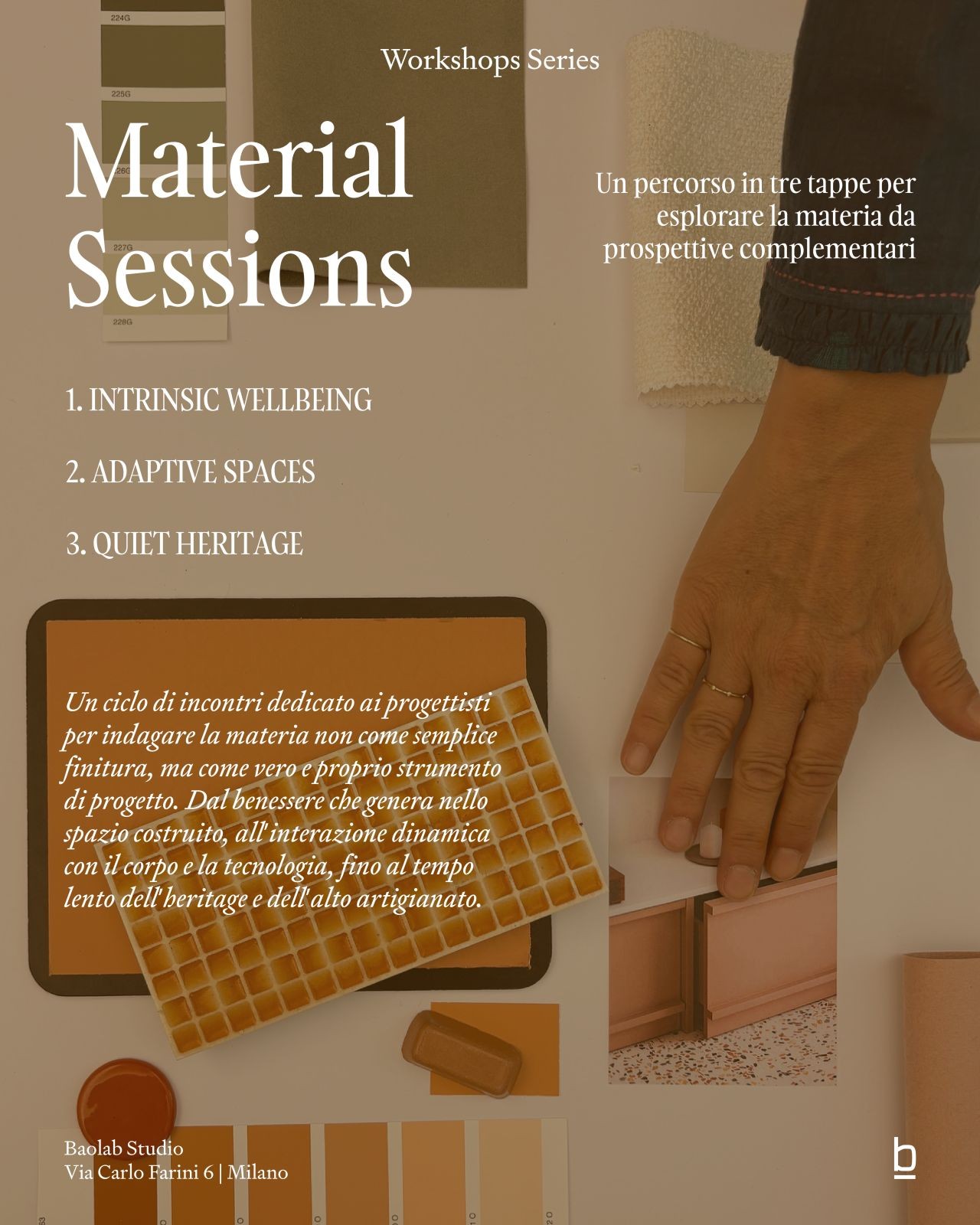 Baolab presenta tre workshop per approfondire il ruolo dei materiali e delle superfici nell’evoluzione del progetto